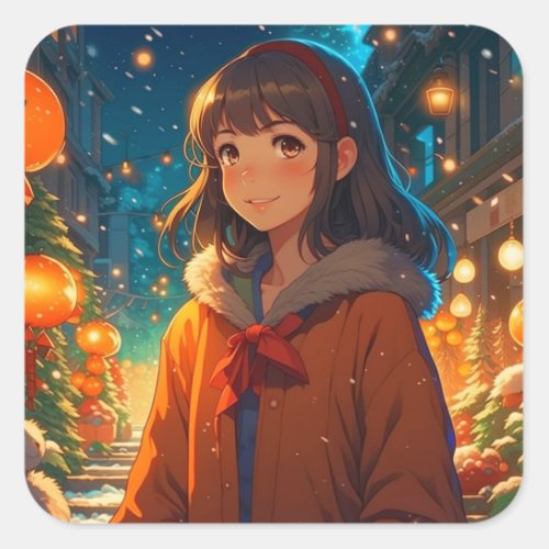 Ani_mazing Christmas Anime Pun Square Sticker