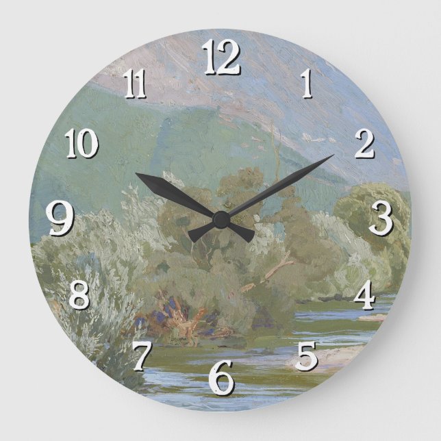 Aniene River Breathtaking Art Nouveau Landscape  Large Clock (Front)