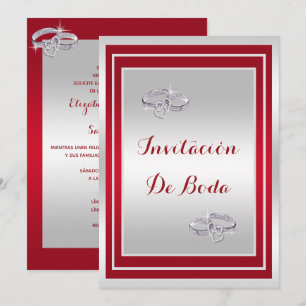 Anillos De Boda Elegantes De Plata Y Rojo  Invitation