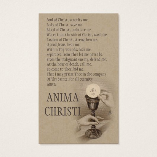 Anima Christi Eucharist Communion Prayer Holy Card (Front)