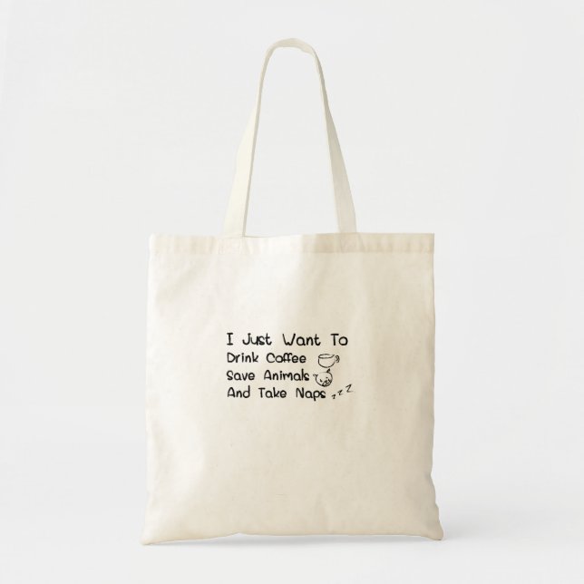 Anima Coffee Nap Lover Veterinarians Funny Gif Tote Bag (Front)