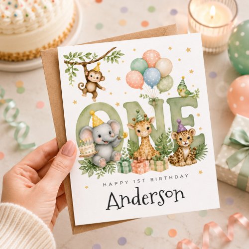 Animal 1st Birthday First Nephew Card