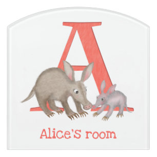 Animal ABC A is for aardvark door sign