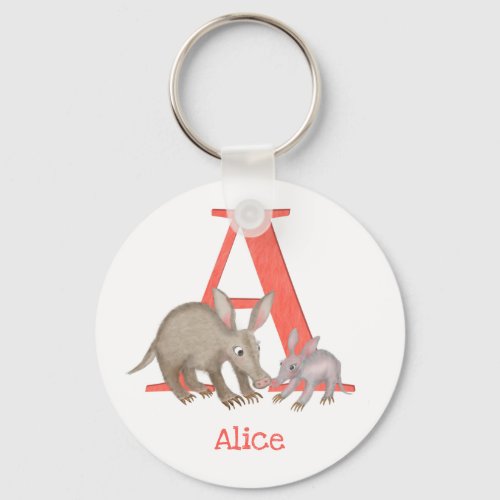 Animal ABC A is for aardvark key ring