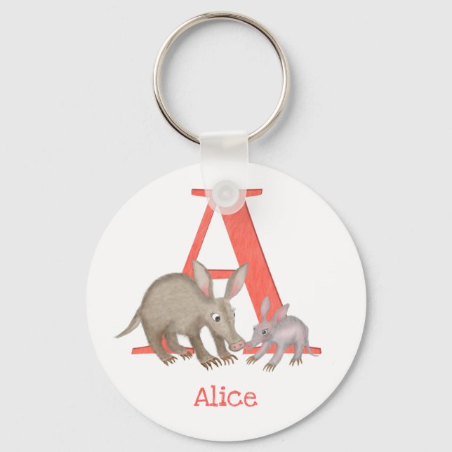 Animal ABC A is for aardvark key ring (Front)
