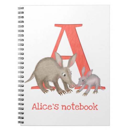 Animal ABC A is for aardvark notebook