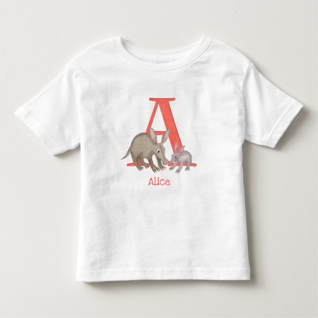 Animal ABC A is for aardvark T-shirt (Front)