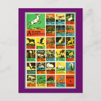 Animal abc alphabet Chart teachers and learners Postcard