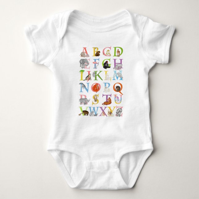 Animal ABC baby bodysuit (Front)