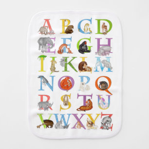 Animal ABC baby burp cloth (blue version)