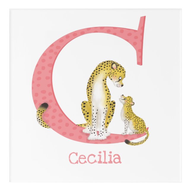 Animal ABC C is for cheetah acrylic print (Front)