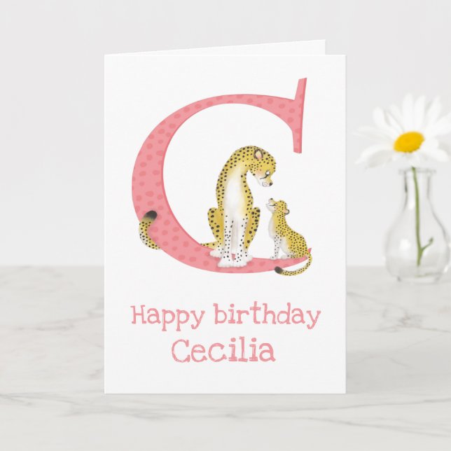 Animal ABC C is for cheetah birthday card (Small Plant)