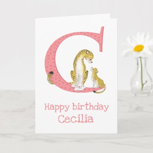 Animal ABC C is for cheetah birthday card