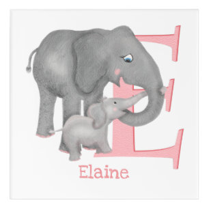 Animal ABC E is for elephant acrylic print