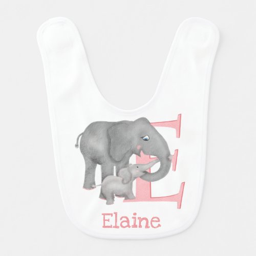 Animal ABC E is for elephant babys bib