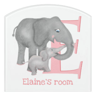 Animal ABC E is for elephant door sign