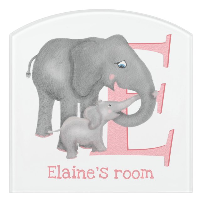 Animal ABC E is for elephant door sign (Contour Front)