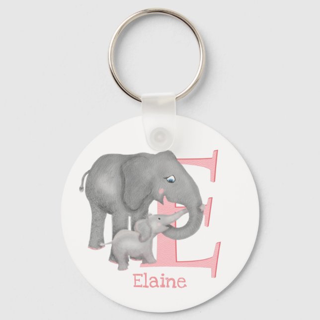 Animal ABC E is for elephant key ring (Front)