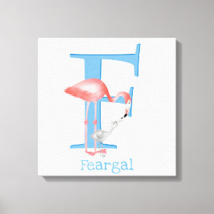 Animal ABC F is for flamingo canvas print