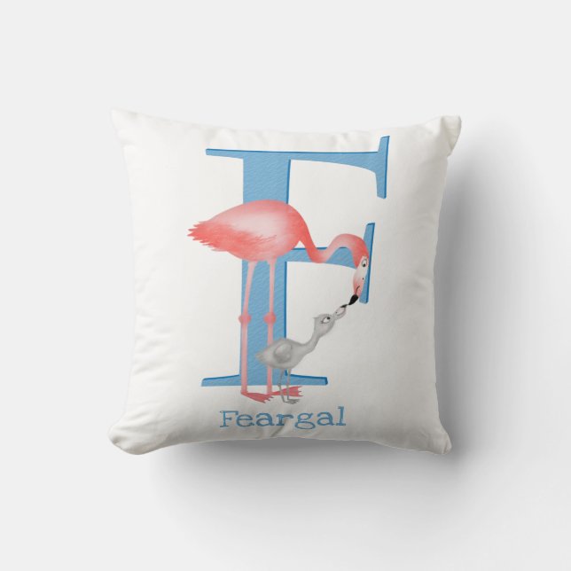 Animal ABC F is for flamingo cushion (Front)