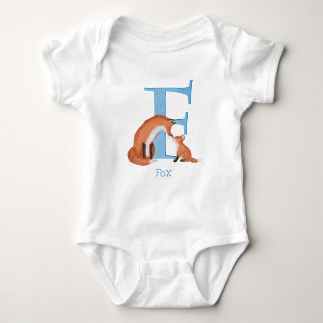 Animal ABC F is for fox baby bodysuit (Front)