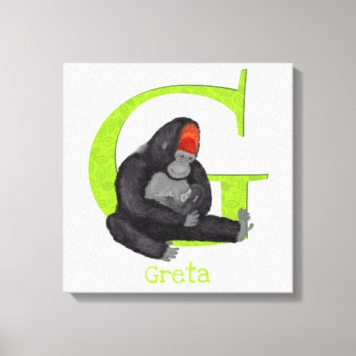 Animal ABC G is for gorilla canvas print