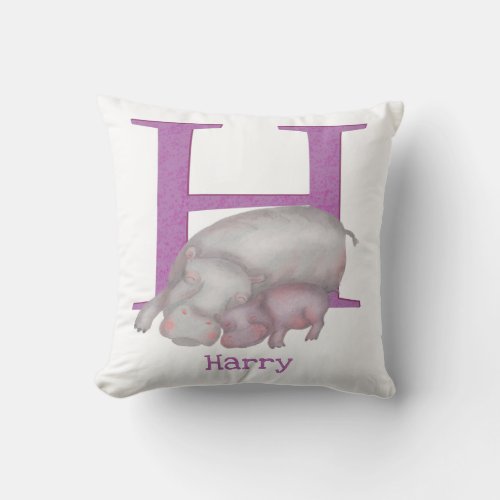 Animal ABC H is for hippo cushion