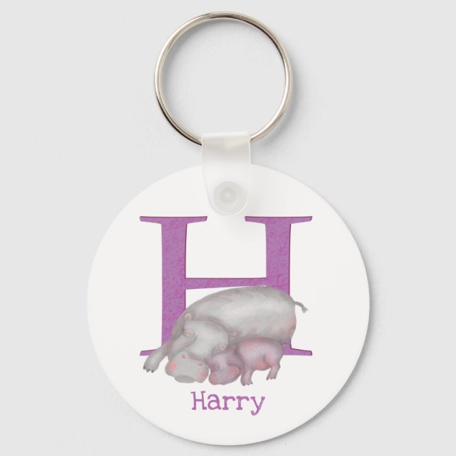 Animal ABC H is for hippo key ring (Front)