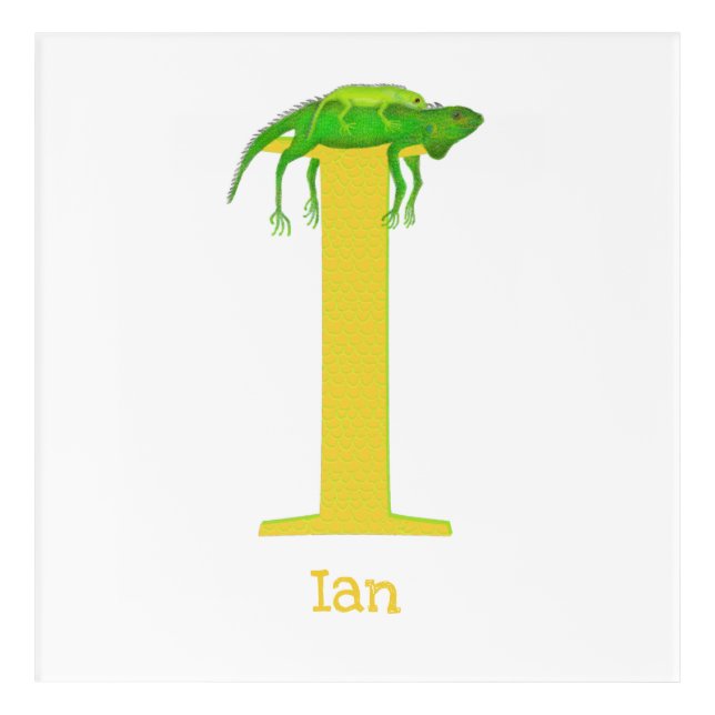 Animal ABC I is for iguana acrylic print (Front)