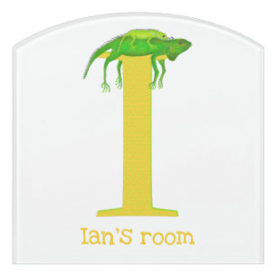 Animal ABC I is for iguana door sign