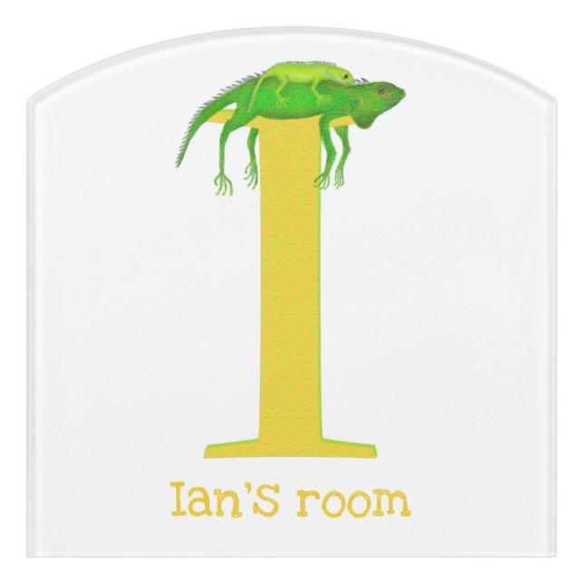 Animal ABC I is for iguana door sign (Contour Front)