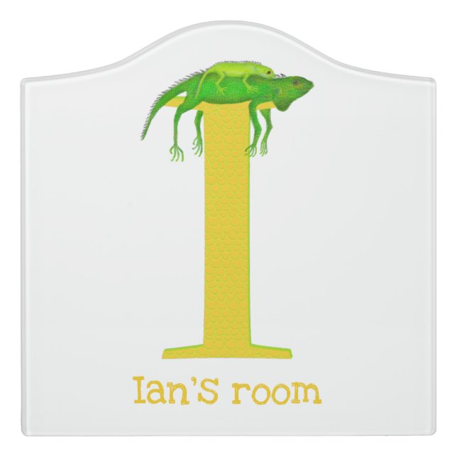 Animal ABC I is for iguana door sign (Large Crest Front)