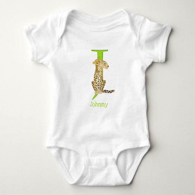 Animal ABC J is for jaguar baby bodysuit (Front)