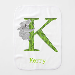 Animal ABC K is for koala baby burp cloth