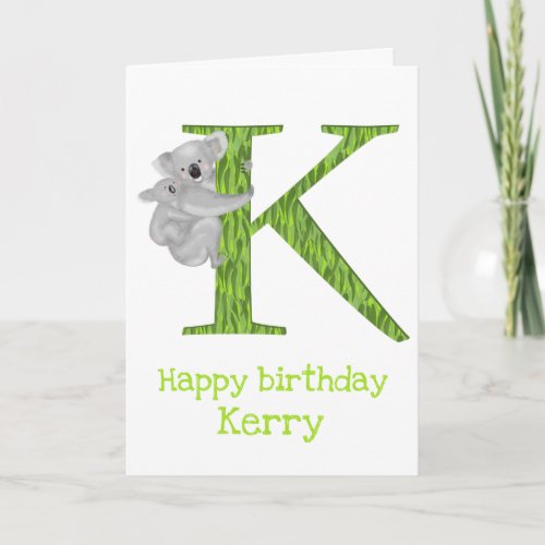 Animal ABC K is for koala birthday card