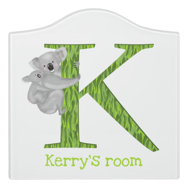 Animal ABC K is for koala door sign (Large Crest Front)