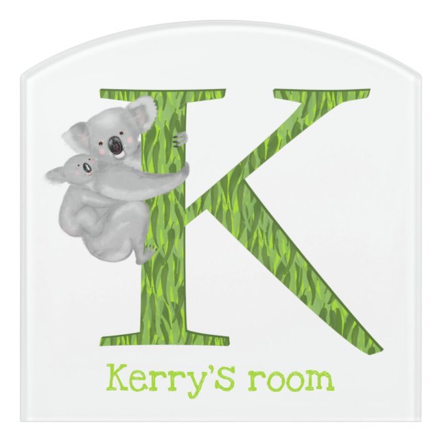 Animal ABC K is for koala door sign (Contour Front)
