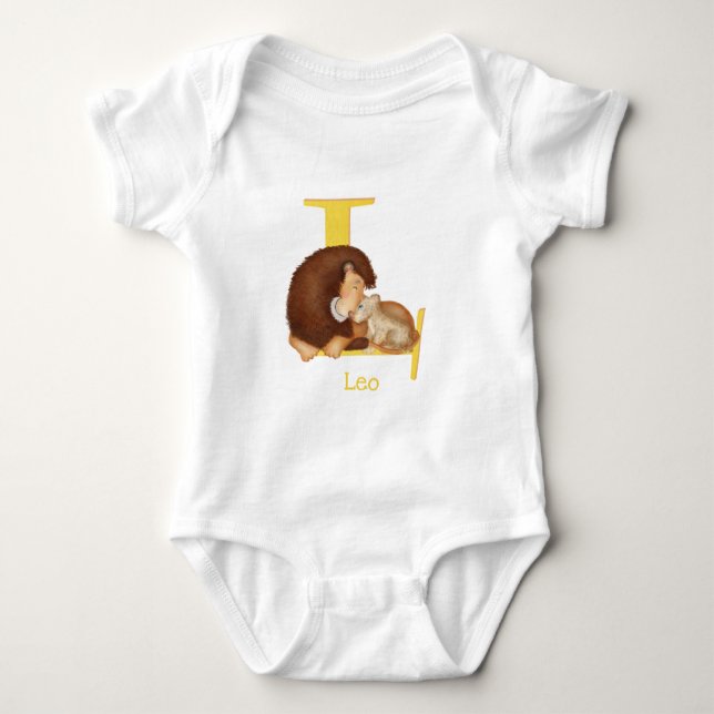 Animal ABC L is for lion baby bodysuit (Front)