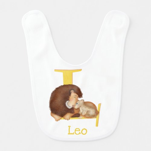 Animal ABC L is for lion babys bib