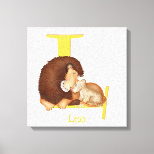 Animal ABC L is for lion canvas print (Front)