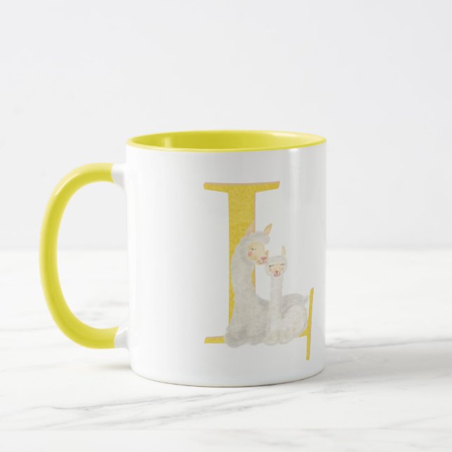 Animal ABC L is for llama mug (Left)