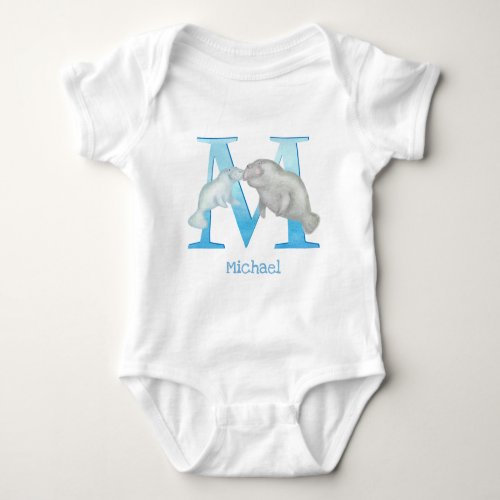 Animal ABC M is for manatee baby bodysuit