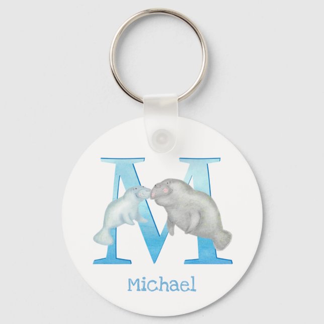Animal ABC M is for manatee key ring (Front)