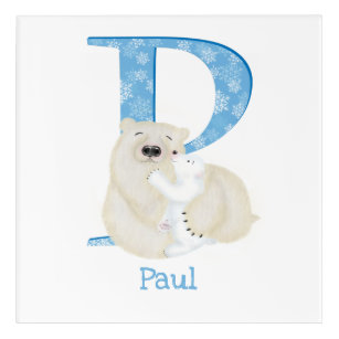 Animal ABC P is for polar bear acrylic print
