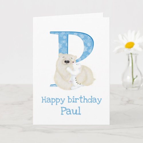 Animal ABC P is for polar bear birthday card