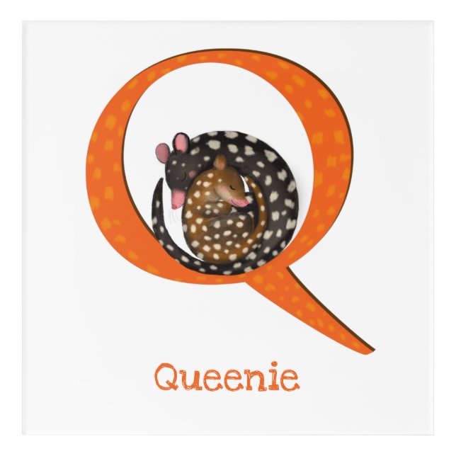 Animal ABC Q is for quoll acrylic print (Front)