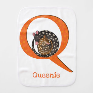 Animal ABC Q is for quoll baby burp cloth