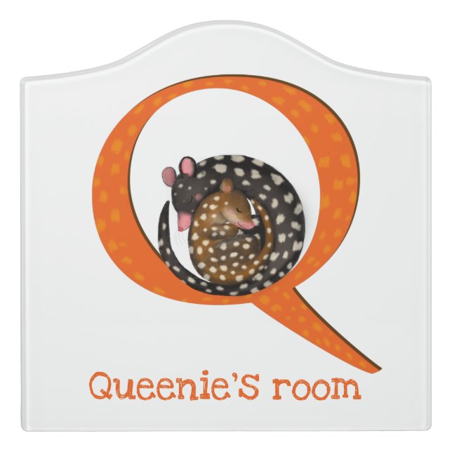 Animal ABC Q is for quoll door sign (Large Crest Front)
