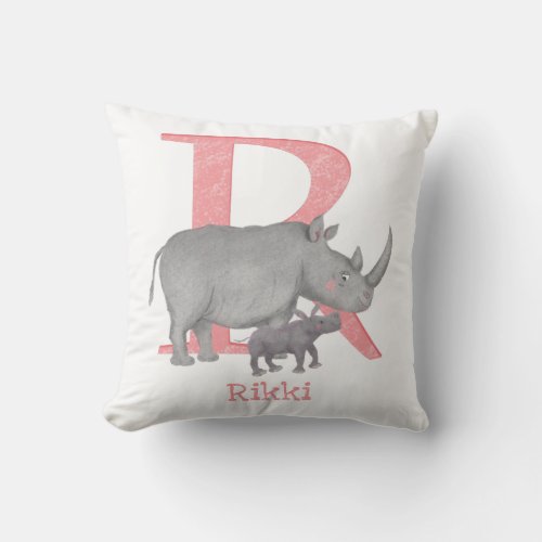 Animal ABC R is for rhino cushion