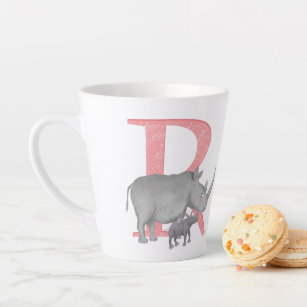 Animal ABC R is for rhino latte mug